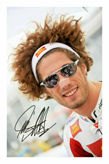 Marco Simoncelli Poster mit Autogramm, gedruckt, 45 x 32 cm, Moto GP Ducati