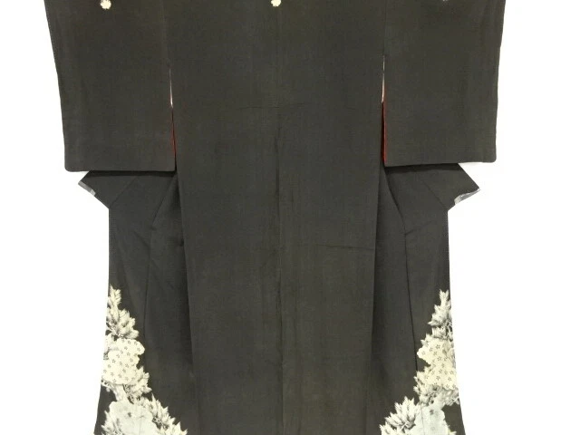 99995# Japanese Kimono / Antique Tomesode / Embroidery / Pine & Cranes