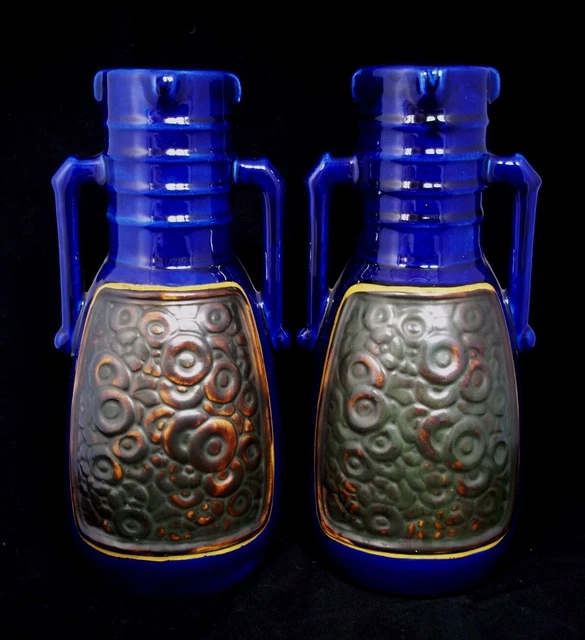 Vintage Art Deco Bohemia Czech Art Pottery Ditmar Urbach Alienware Pair Vases 1 Vintage Art Deco Bohemia Czech Art Pottery Ditmar Urbach Alienware Pair Vases 1