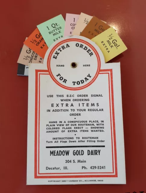 Dated 1950 Vintage MEADOW GOLD Dairy Milk Man order card Decatur IL  LQQK!