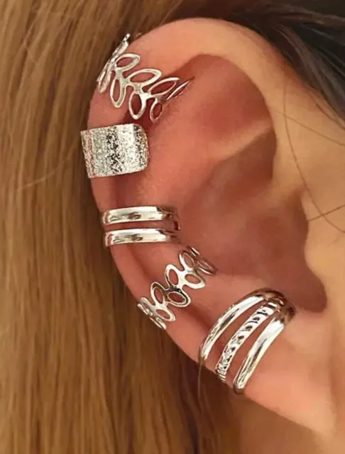 5 pcs Set Ear Cuff Earrings Crystal Cartilage Ear Ring Fake Clip On Cuff Zircon
