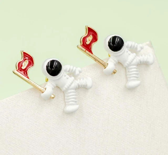 Betsey Johnson White Astronaut Stud Earrings