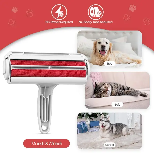 Reusable Pet Hair Remover Cat Dog Hair Removal Roller for Furniture Couch Carpet