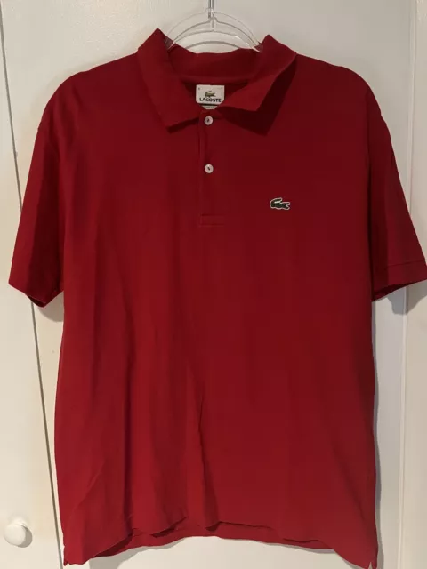 Lacoste Red 2-Button Polo Short Sleeve Shirt Classic Croc Logo Men's Sz 6 5191L