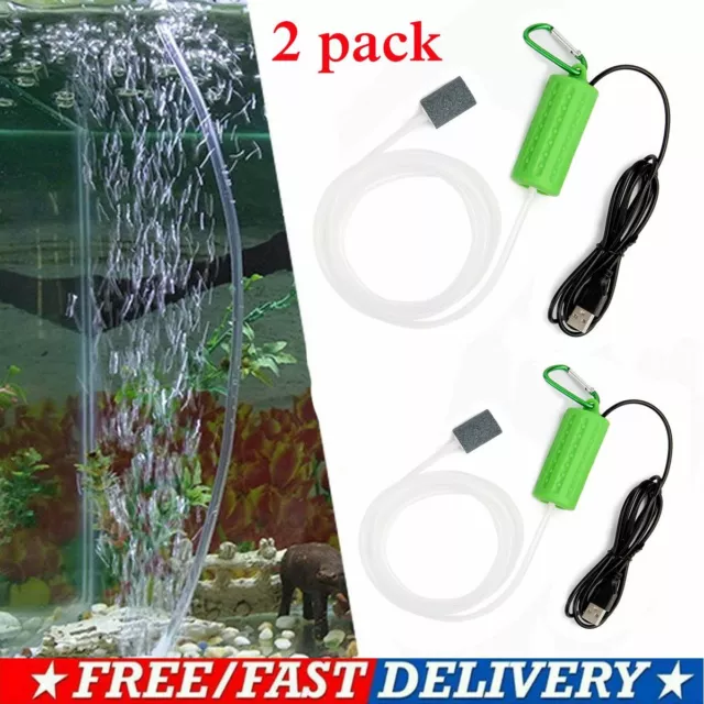 2pack Mini USB Aquarium Oxygen Air Pump Fish Tank Silent Mute Energy Saving Tool