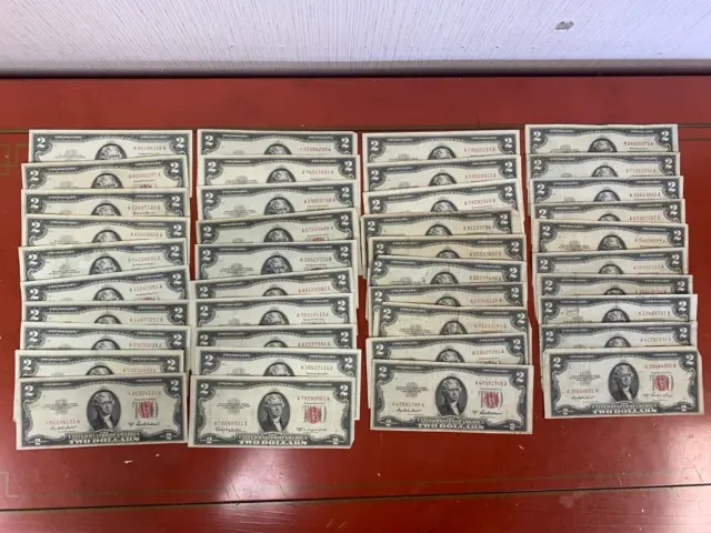 Lot of (40) $2 Red Seal Notes 1953 & 1963   Lot C