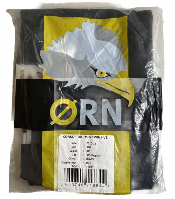 Orn Condor Trouser Twin HVB Size 34R Waist 34” Leg 32” Black - New - Free UK P&P