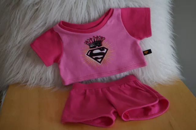 Build A Bear CLOTHES SUPER GIRL Pink T SHIRT Shorts Outfit Set Lot for Plush Toy Build A Bear CLOTHES SUPER GIRL Pink T SHIRT Shorts Outfit Set Lot for Plush Toy