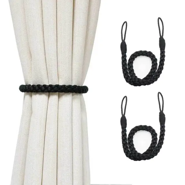 HIASTRA Curtain Tie back Tie Backs Holdbacks Handmade Black Braid Curtains Rope