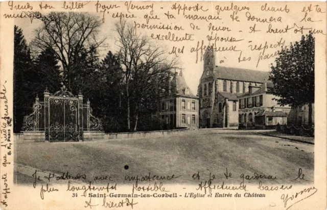 CPA AK St-GERMAIN-les-Corbeil - The Church and Entrance to the Castle (488809)