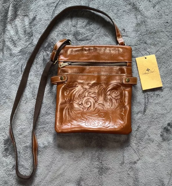 Patricia Nash Brown Prizzi Leather Crossbody Tooled Florence New With Tags