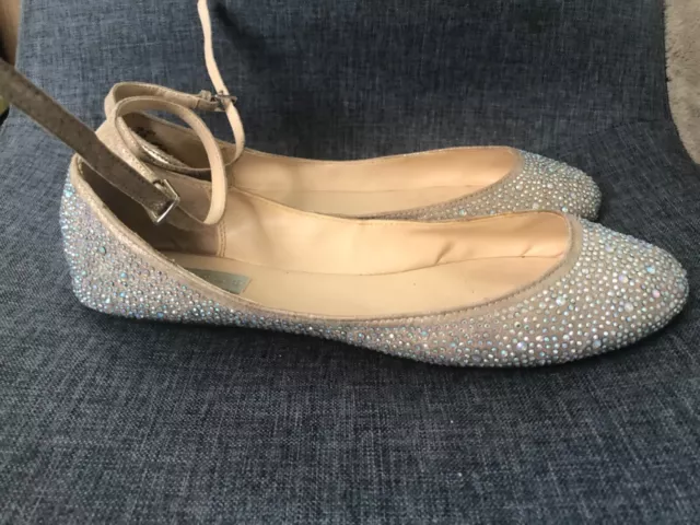 Blue by Betsey Johnson rhinestones flats, Size 9,5 B, pre-owned