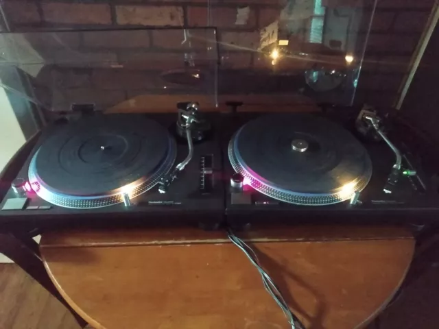 2 available technics sl-1210mk2 dj turntables. 1 mint, 1 w/ cosmetic blemishes.