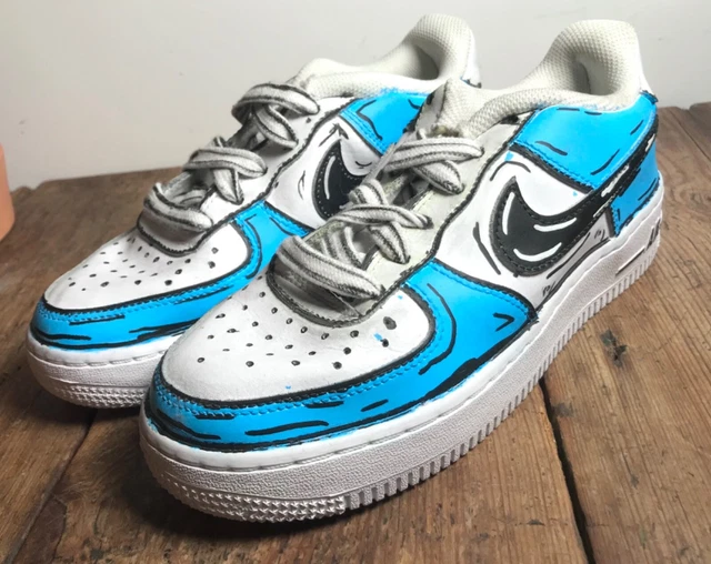 CUSTOM CARTOON NIKE AF1 Llight Blue Size UK 4 50.00 PicClick UK