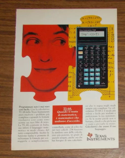 Seltene Werbung TEXAS INSTRUMENTS TI-68 Taschenrechner 1991