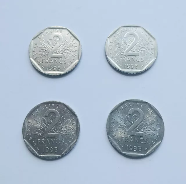 LOT 4 Pièces de Monnaie - 2 Francs - Jean Moulin - 1993 - FRANCE