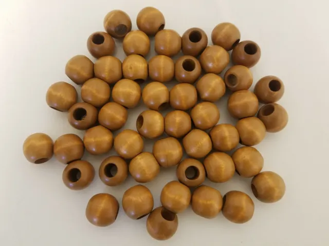 Lot of 50 Maple Wood Round Macrame Wooden Craft Plant Hanger Beads 1" Inch 25mm