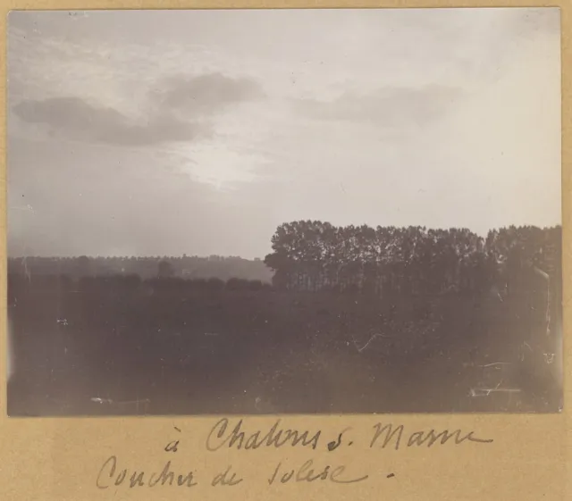 Châlons-sur-Marne, Châlons-en-Champagne. Sunset. Print circa 1910.