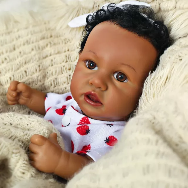 CHAREX Reborn Baby Dolls Black Saskia - 12 Inch Lifelike Full Body Vinyl Girl Af