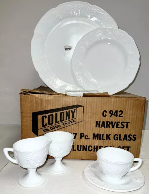 Indiana Colony HARVEST GRAPES WHITE 27 PC LUNCHEON SET W/BOX