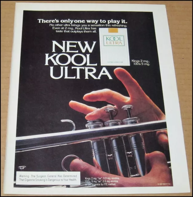 1982 KOOL Ultra Cigarettes Print Ad Advertisement Vintage Chevrolet Camaro Z28