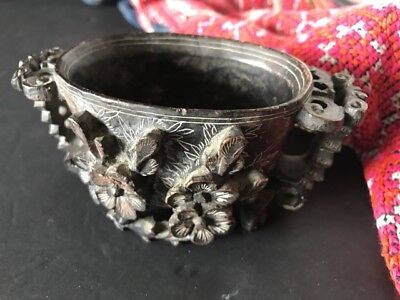 Old Chinese Cast Container with Flowers …beautiful & interesting collection... 2