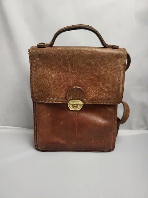 Sac à Main Vintage En Cuir Marron Années 40 – Ancien, Style Malette, Occasion