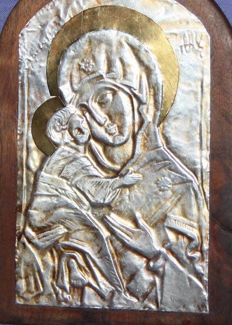 Icône Chrétienne "Bon Pasteur" En Bois - 16x12,5 Cm, Faite à La Main, Dorure Et Vernis - Avec Suspension
