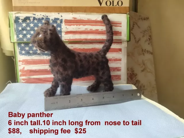 Needle felted baby black panther one of a kind