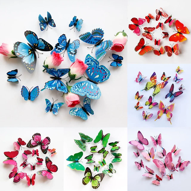 Stickers Muraux Adhésifs Papillon Fleur Pour Décoration Salon Ou Chambre - Multicolore