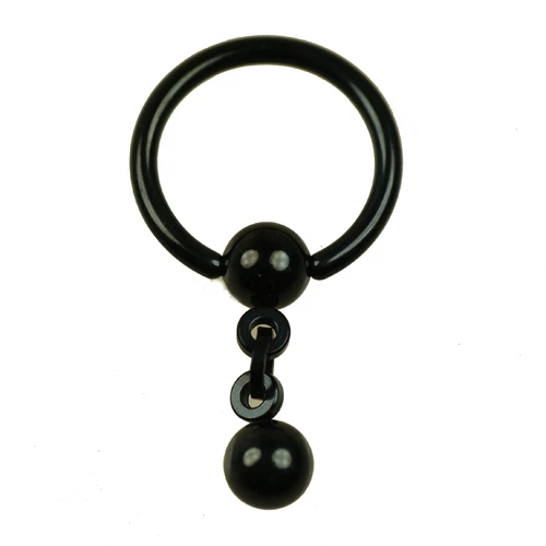 SCHWARZ Intim PIERCING Schmuck Klemm Kugel Ring mit Kette Ohr Brust Klitoris
