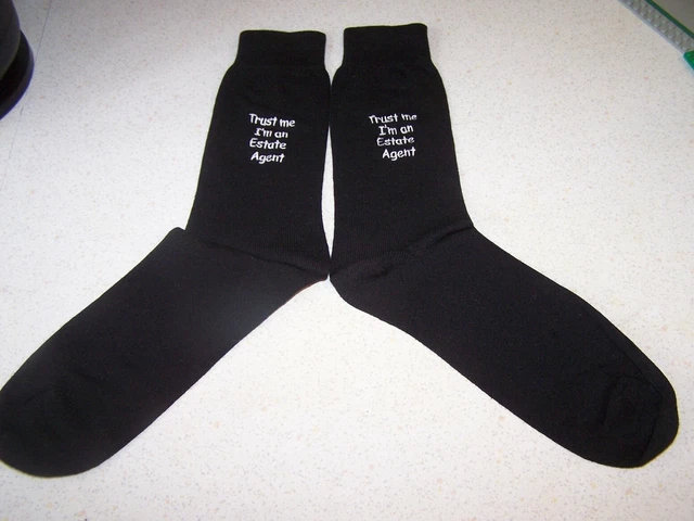 5 PAIRES DE CHAUSSETTES NOIRES DE QUALITÉ HOMME 10 £ Trust me I'm an Estate Agent taille 5-12 CADEAU