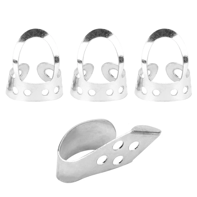 Finger Picks Metal Adjustable Hollow 3Pcs Index Finger 1Pc Thumb Banjo Guita SMO