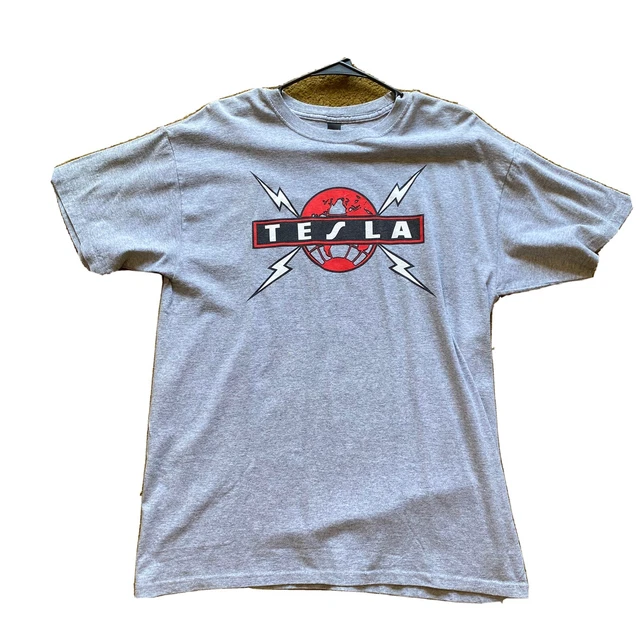 Tesla Tour T-Shirt Band Concert Rock Men's XL 90s Not Elon Musk Vintage