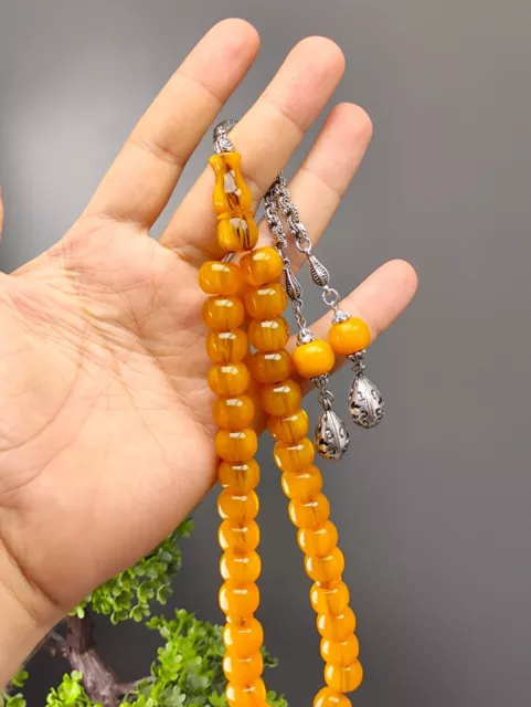 Faturan Amber Rosary, Bakelite Rosary 33 Islamic Rosary, Misbaha, Tasbih, Tasbeh