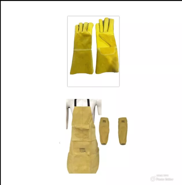 Premium Leather Welders Welding Gardening Gloves, Apron & Sleeves