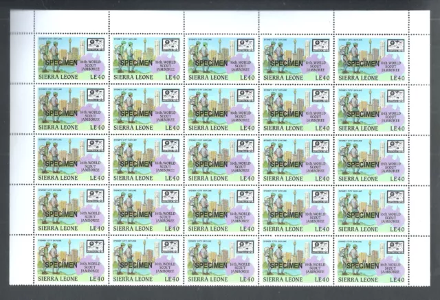 1987 Sierra Leone Proof Sheet Australia Scouts Sydney Tower Skylines MNH (A1)