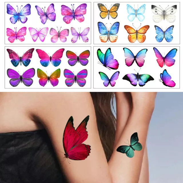 Resistente Al Agua Cartoon Tatuaje Pegatina Mariposa Tatuaje Temporal ； " 2