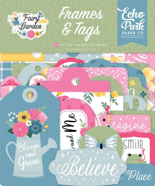 Echo Park Cardstock Ephemera-Frames & Tags, Fairy Garden FG338025