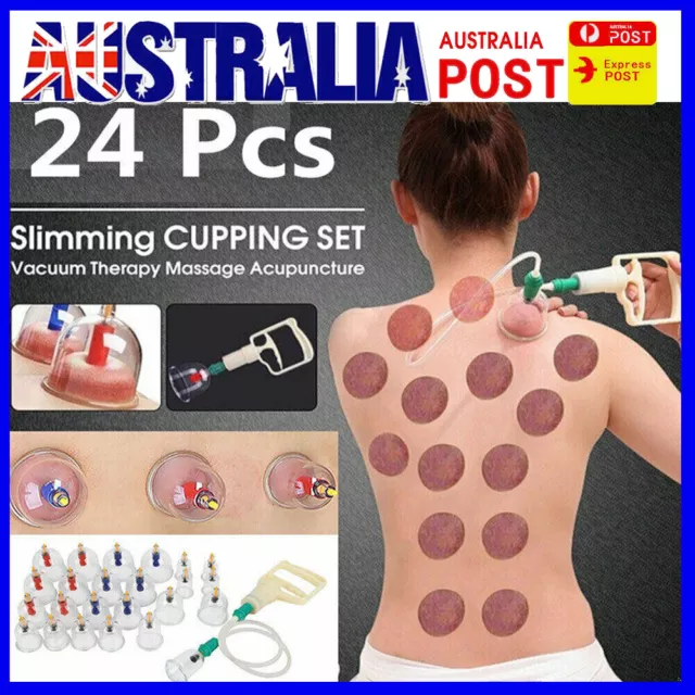 24x Vacuum Massage Cups Cupping Suction Massager Kit Acupuncture Pain Relief Set