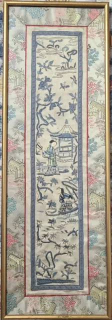 Very Good Antique Chinese Qing 19th C Silk Embroidery Sleeve - 23 1/4"  - 1875