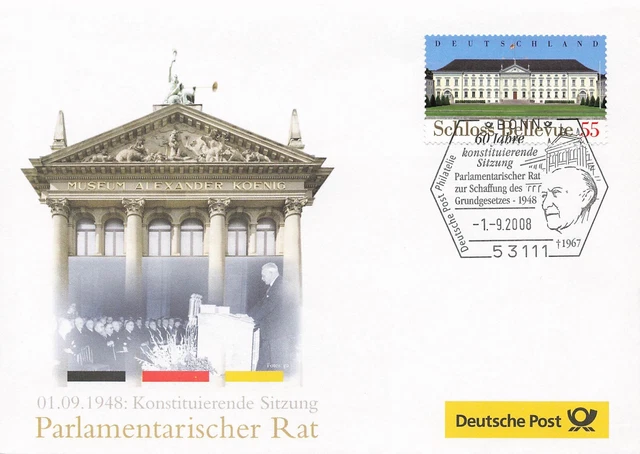 BRD Ganzsache Deutsche Post 60 Jahre konstituierende Sitzung Sonderstempel Mi.26