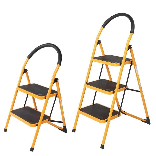Home DIY Folding 2 3 Step Ladder Safety Non Slip Mat Tread Small Stool Ladders