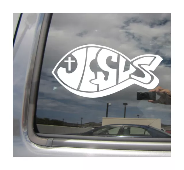 Jesus Ichthys Fish - Christ Christian Car Truck Vinyl Decal Window Sticker 08314