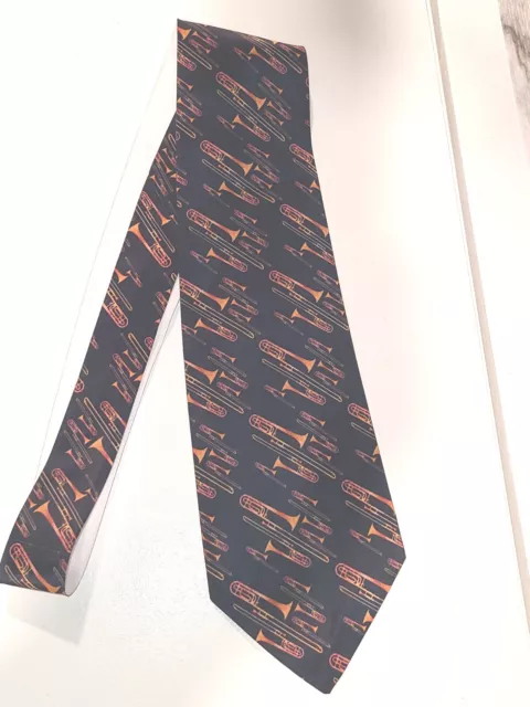 Zazzle Mens Necktie Blue Jazz Instruments Band Music slide trombone brass wowza!