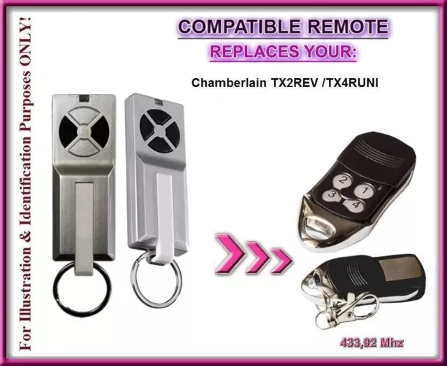 Chamberlain TX2REV / Chamberlain TX4RUNI Compatible Remplacement Télécommande