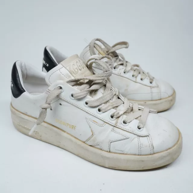 VGC Golden Goose Pure Star WOmens Sz 36 White Black Sneakers Skate LowTop Shoes