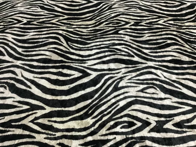 Velvet Zebra Black Ivory Designer 140cm wide Curtain/Upholstery Fabric