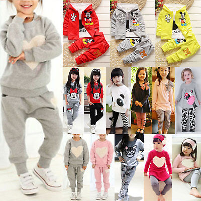 Kids Baby Girls Clothes Minnie Mouse Sweatshirt Top+Pants Tracksuit Outfits Sets