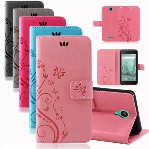 Wiko Étui Portable pour Téléphone Etui Coque Fleurs Rabattable Livre Housse